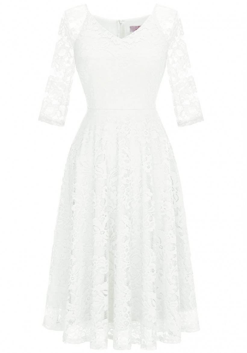 C61 Dressystar Biała sukienka koronkowa r.XL
