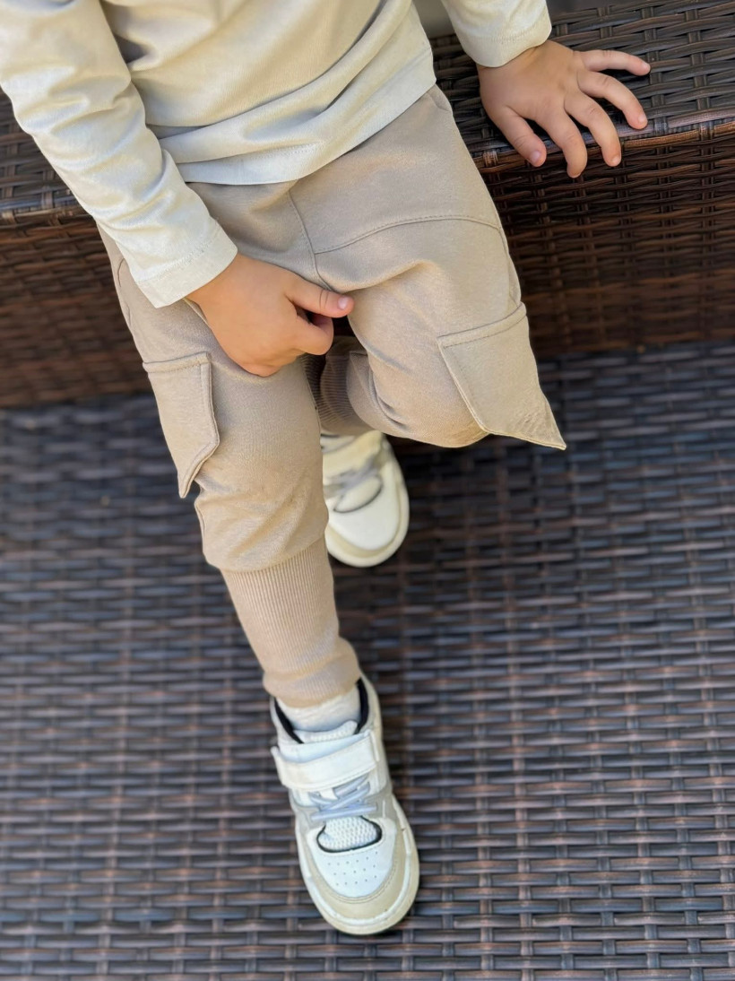 SPODNIE BAGGY BEŻOWE BUNNY KIDS