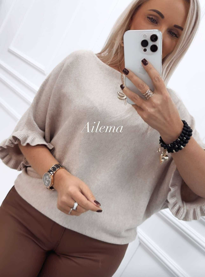 WYPRZEDAŻ Sweter T2221 rękaw 3/4 falbanka