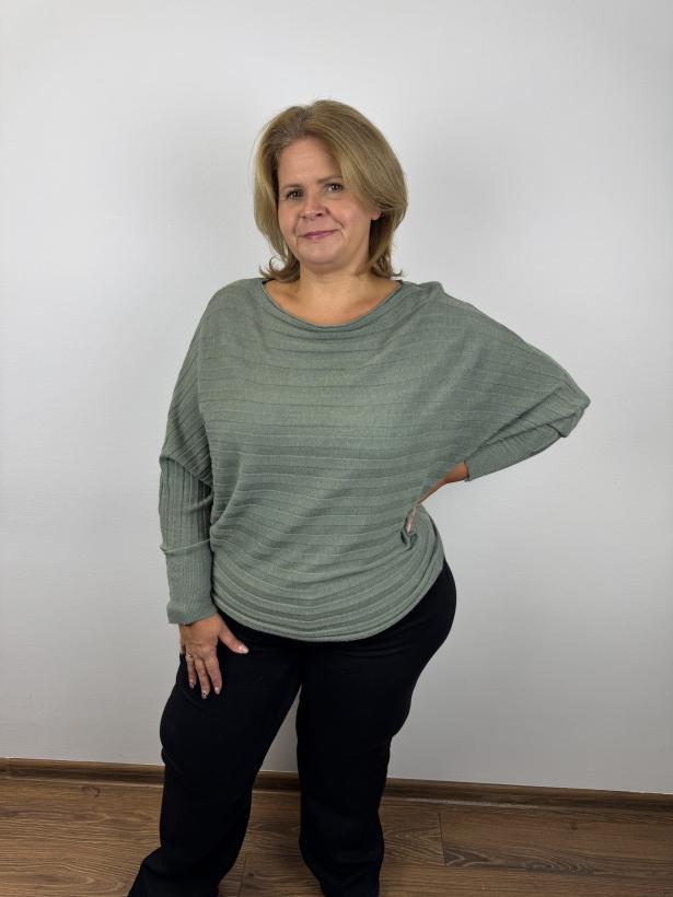 Italia nr IV - Sweter poziomy szeroki prążek - 2691 - khaki