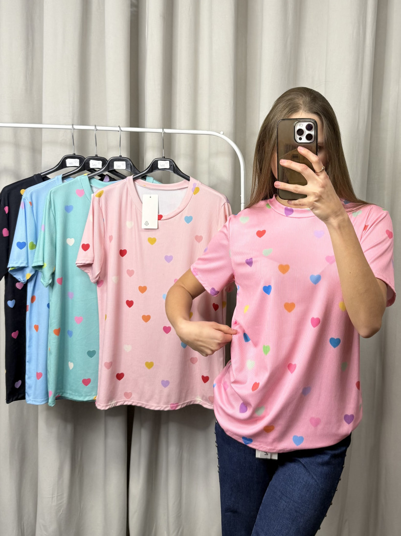 T-Shirt serduszka prążkowany 