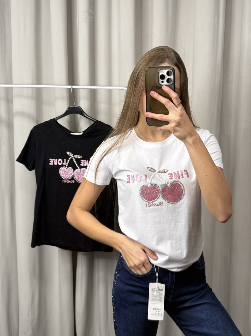 T-shirt błyszczące wisienki 