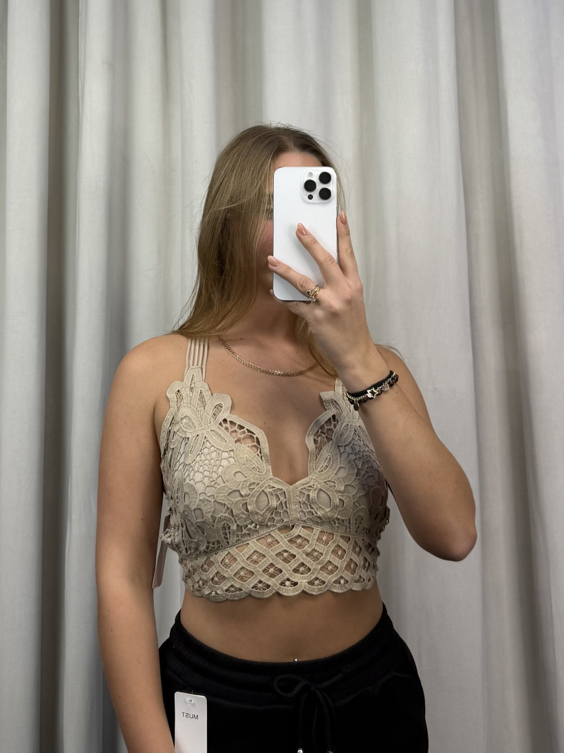 Top koronka beżowy 