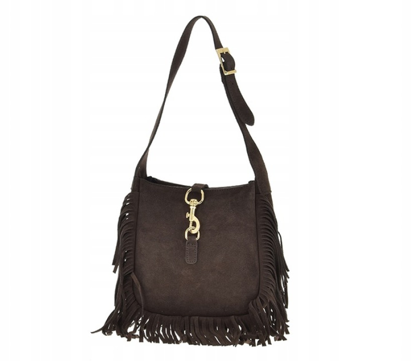 LAURA BIAGGI TOREBKA LISTONOSZKA CZEKOLADOWA ZAMSZ NATURALNY TS15-5747