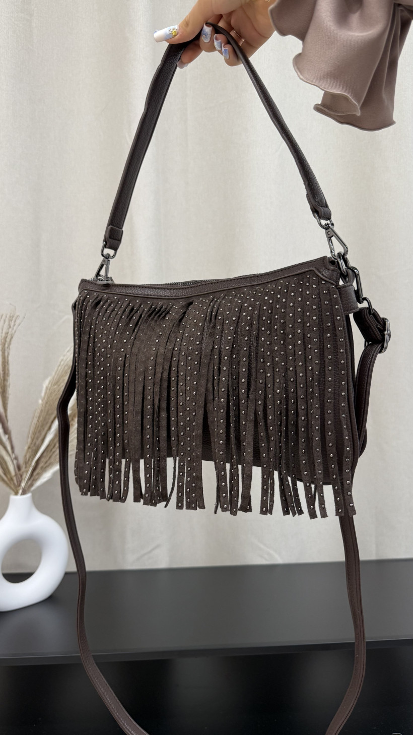 TOREBKA ZAMSZ EKO Z FRĘDZLAMI CZEKOLADA