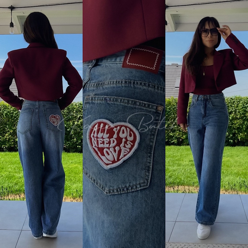 Jeansy Wiya All You Need Is Love WZ135# Niebieskie