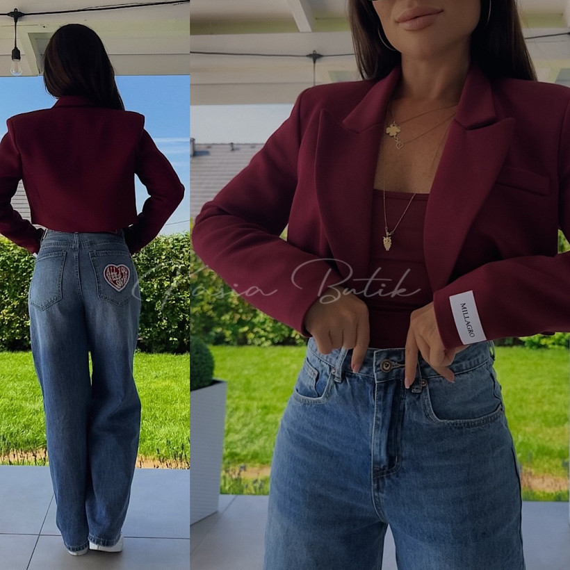 Marynarka Bawełniana PREMIUM Short Millagro Bordowa