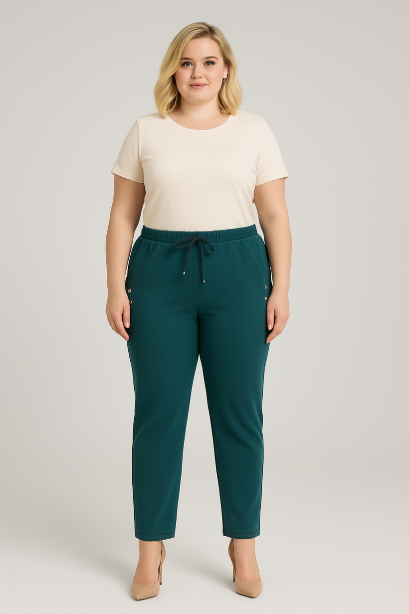 Spodnie Plus Size Guzik -KOLORY