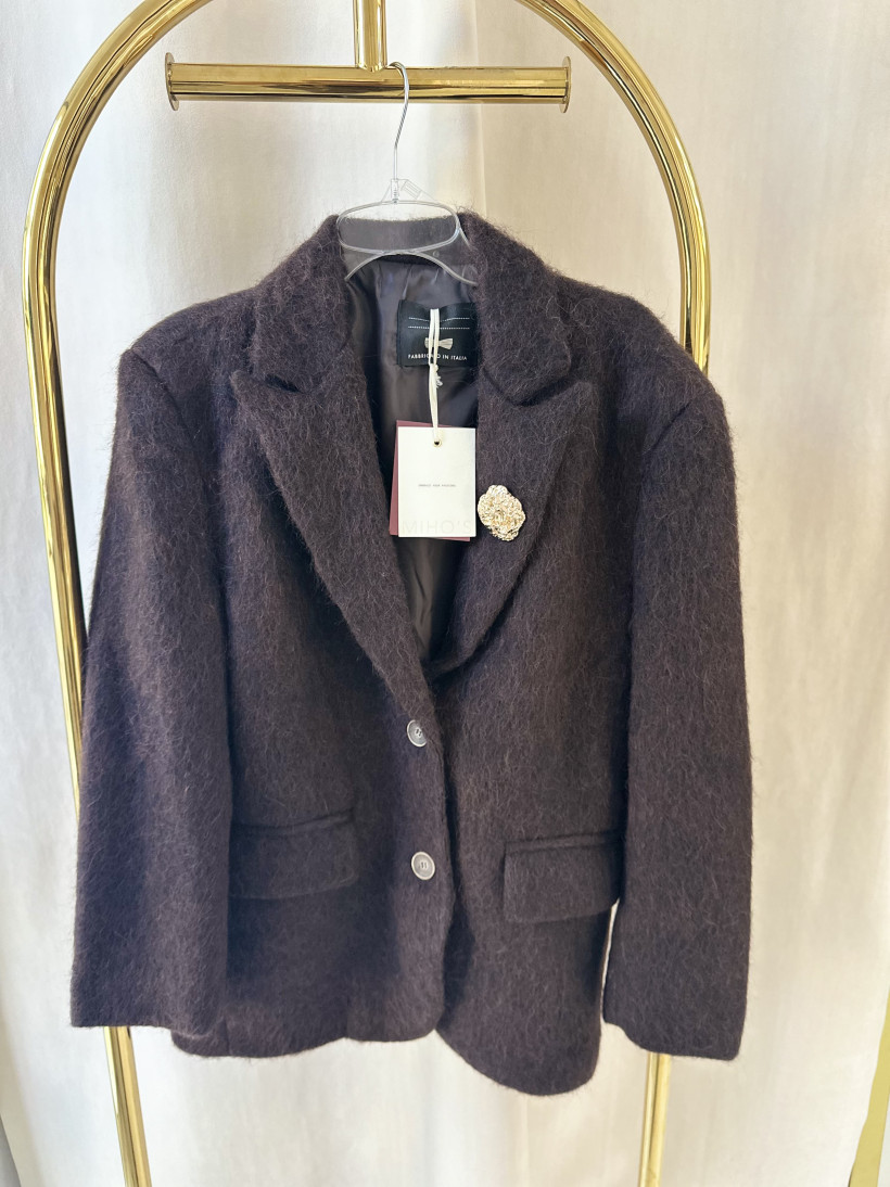 MIHOS ŻAKIETO-PŁASZCZ FILC CZEKOLADA