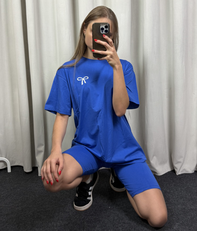 Komplet bawełniany kokardka z kolarkami 