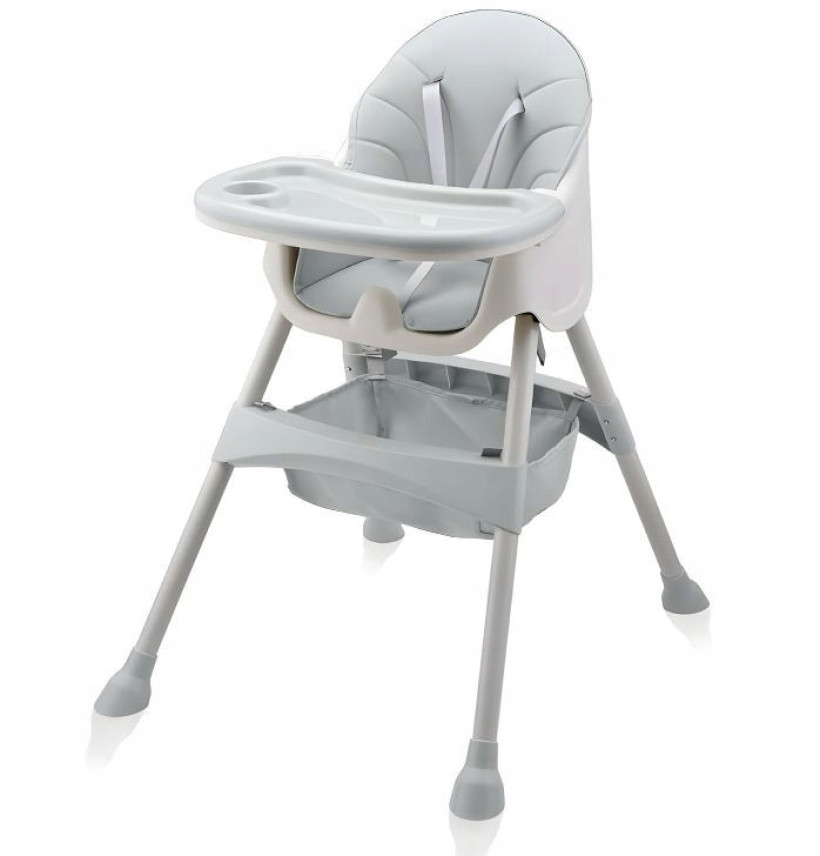 Krzesełko do karmienia tapicerowane dla dzieci szary