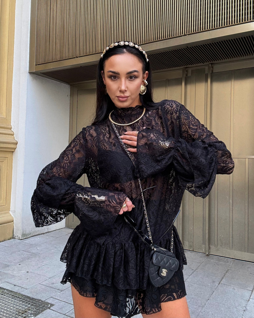 LA MILLA SPÓDNICO SPODENKI KORONKA CZARNA