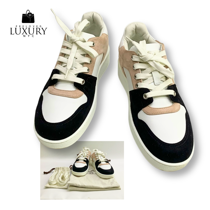 HERMES White Suede Sneakers S36