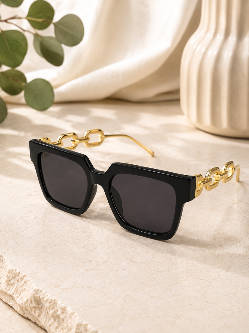 OKULARY PRZECIWSŁONECZNE DAMSKIE ELEGANCKIE | CZARNE | MODNY DESIGN