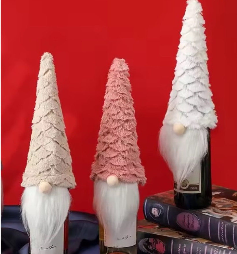 Skrzat świąteczny na butelkę 30 cm – z długą brodą