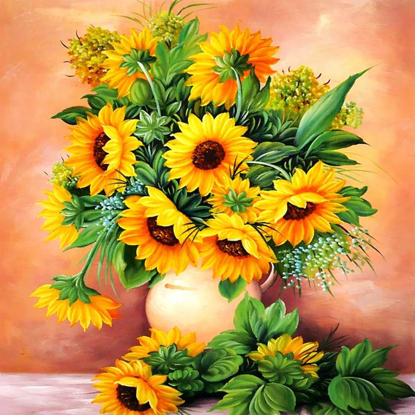 Haft diamentowy 5D – Słoneczniki 30 × 40 cm
