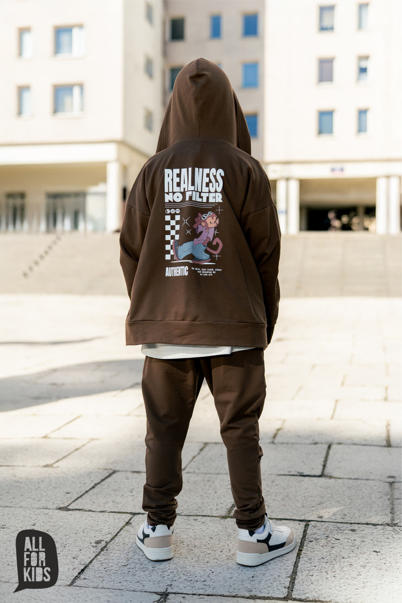 BRĄZOWA ROZPINANA BLUZA Z KAPTUREM AFK 