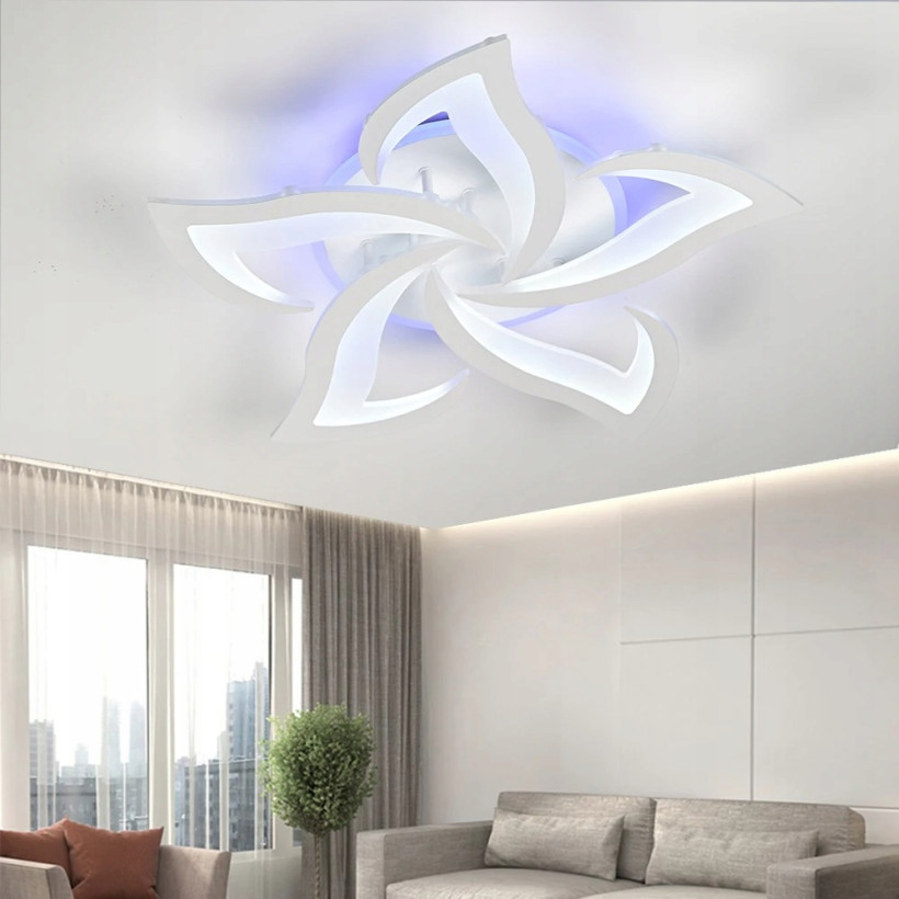 LAMPA SUFITOWA LED ŻYRANDOL PLAFON KWIAT LOTOSU RGB PILOT APLIKACJA