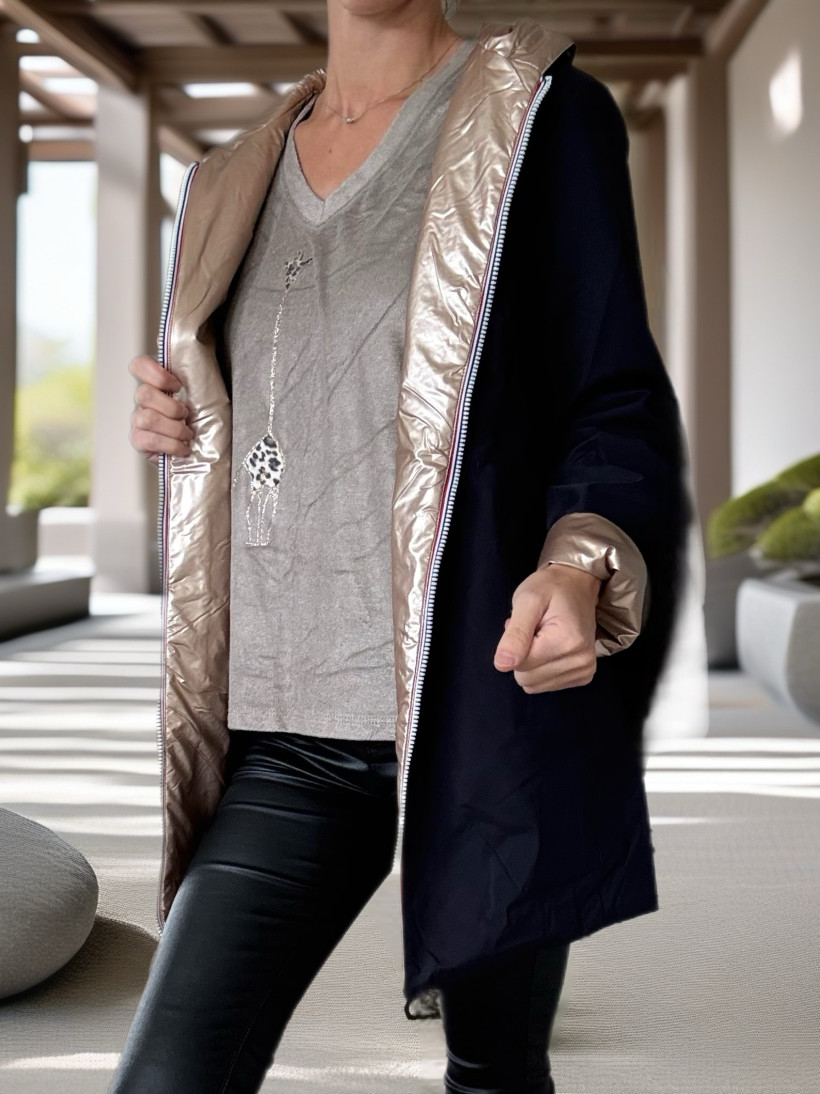 PARKA LONG REVERSIBLE MARINE