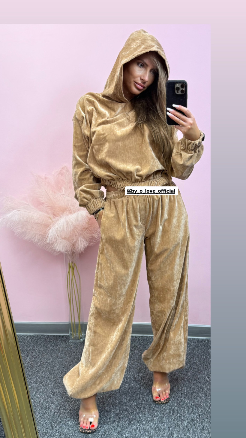 Dres beż toffi welur sztruks Armaretto bluza 169 zł i Spodnie 219 zł