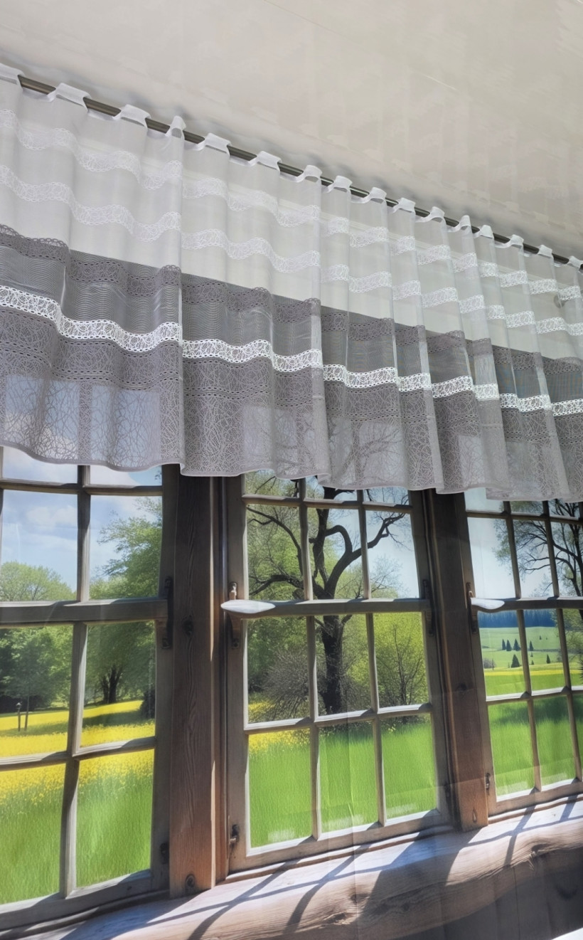 Firanka żakard bialo szara 300x70cm