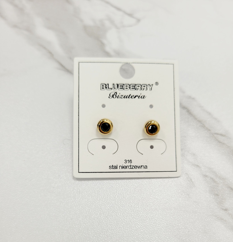 Kolczyki wkrętki z czarnym oczkiem kk274