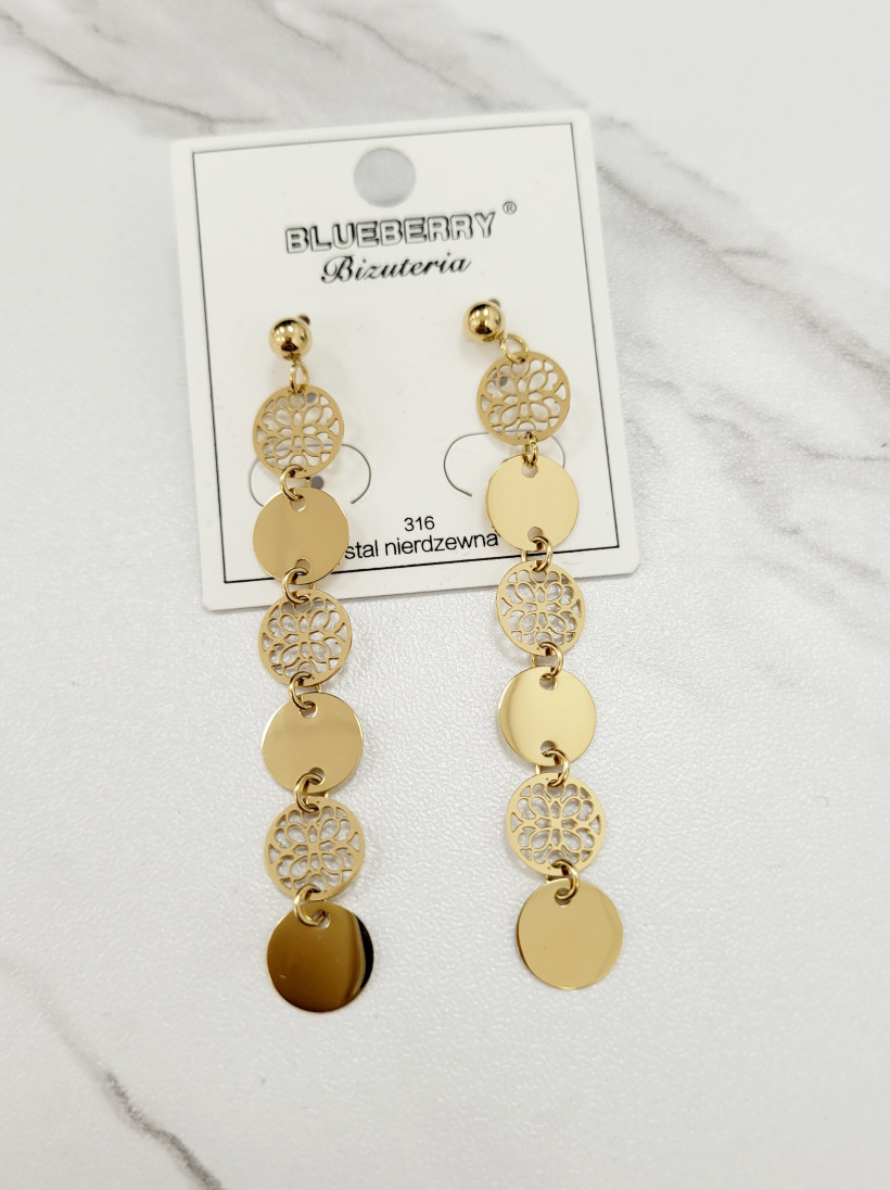 WYPRZEDAŻ Kolczyki wiszące monetki ażurkowe i blaszki