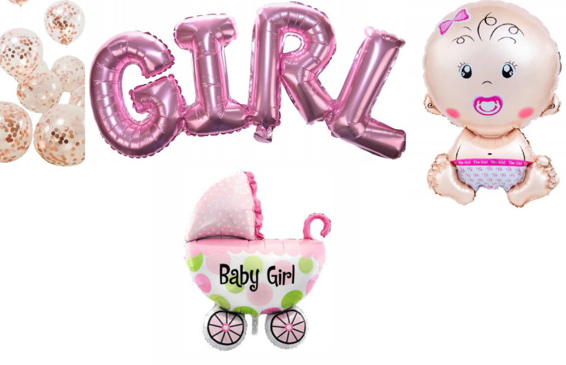 Zestaw akcesoriów Baby Shower dla dziewczynki mix