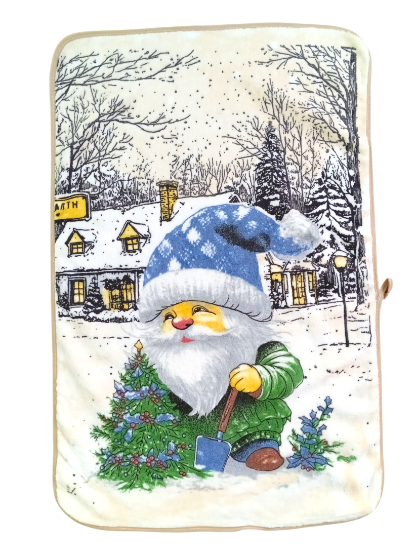Świąteczna ściereczka kuchenna z mikrofibry 60x40 cm – skrzat w niebieskiej czapce