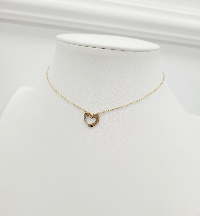 Celebrytka z serduszkiem z cyrkoniami kk341