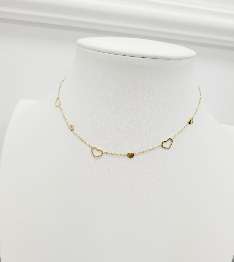 Celebrytka pełne puste serduszka kk344