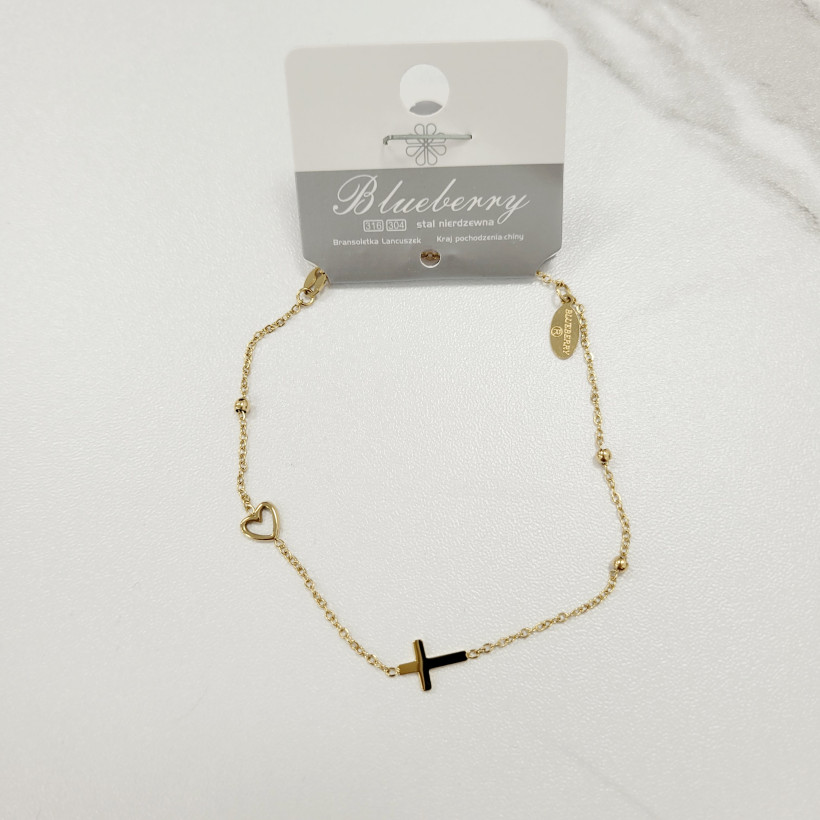 Bransoletka serduszko krzyżyk kk357