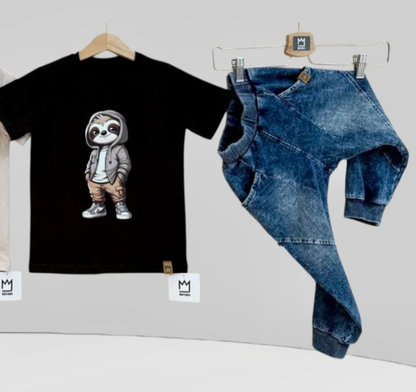 T-SHIRT CZARNY LENIWIEC W BEŻOWYM  MIMI