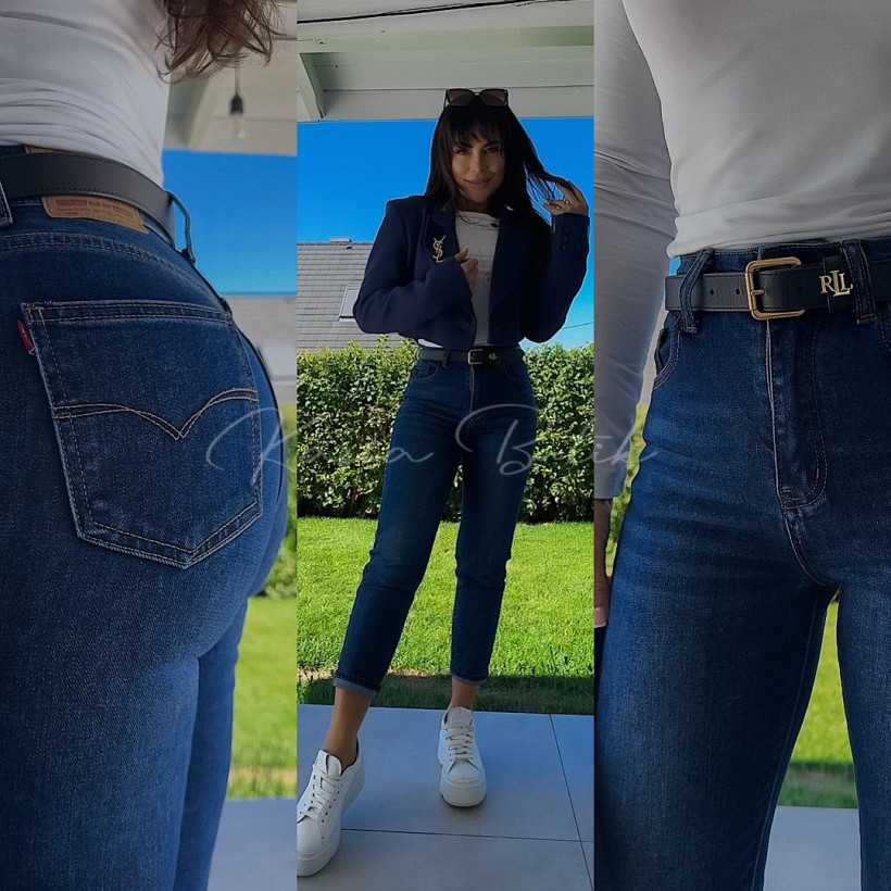 Spodnie Jeansowe Mom Fit Adoro A’La Levis Granatowe