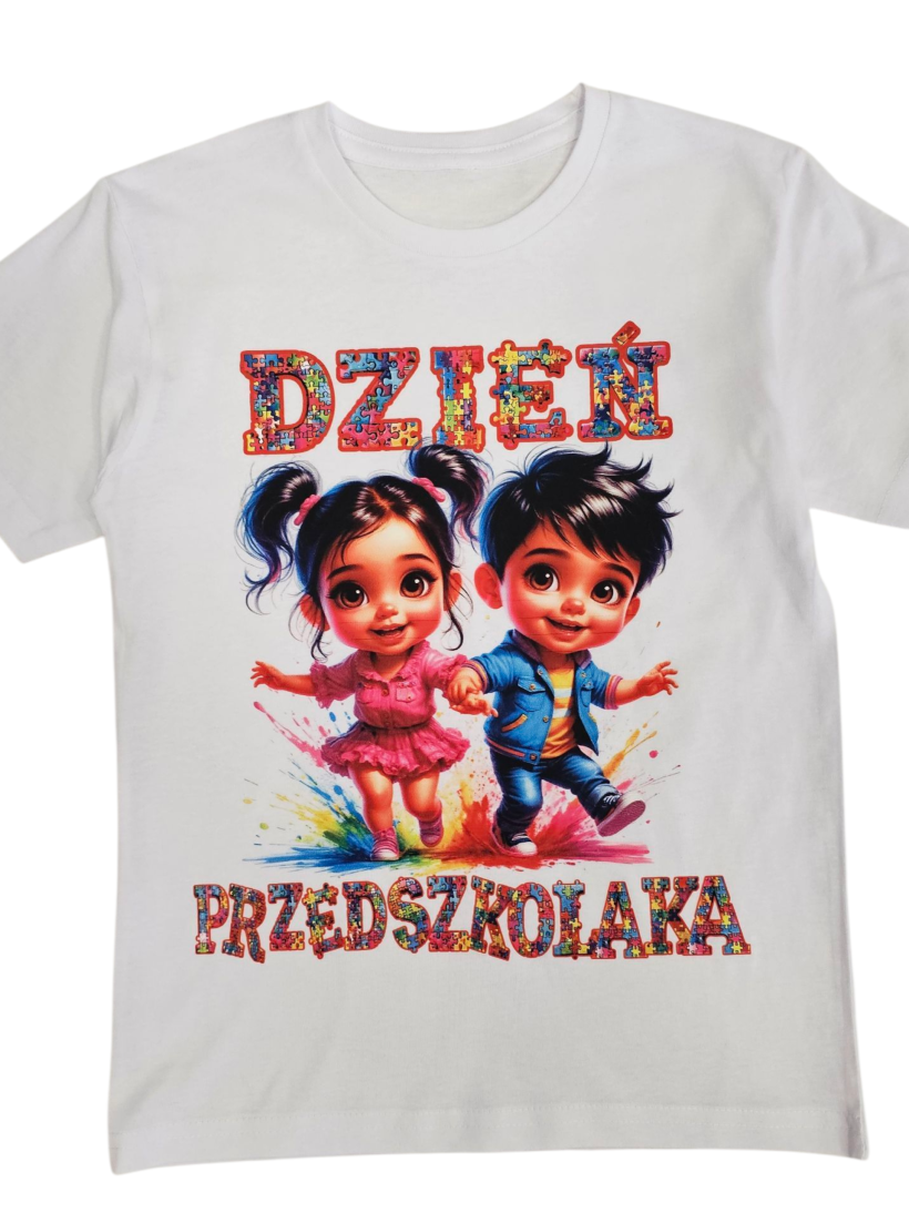 T-shirt bawełna biały dzień przedszkolaka ch i dz druk