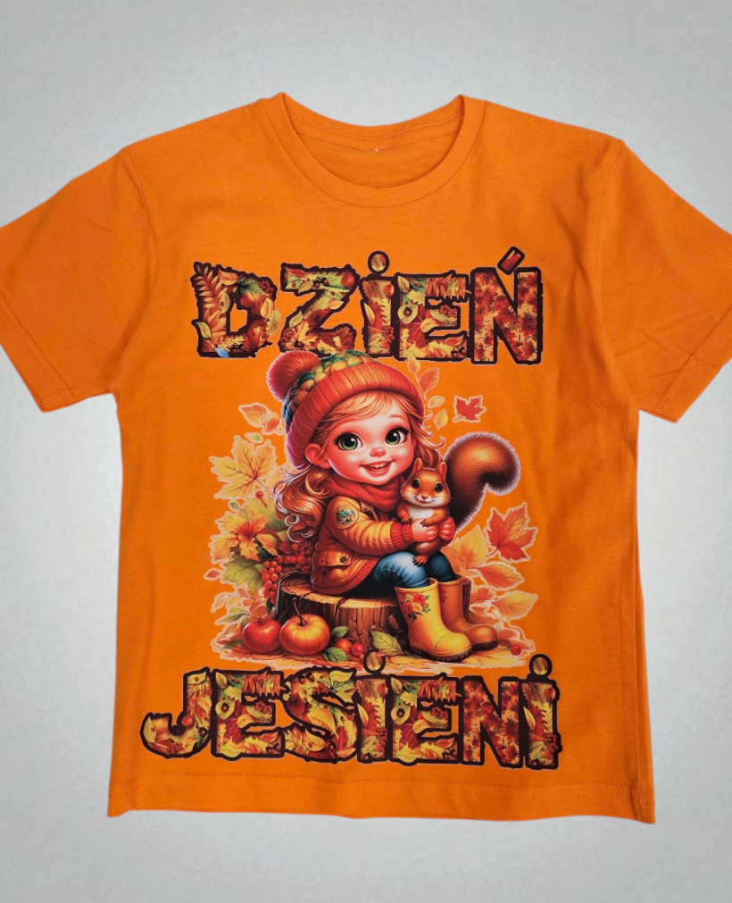 T-shirt bawełna pomarańcz dzień jesieni dziewczynka