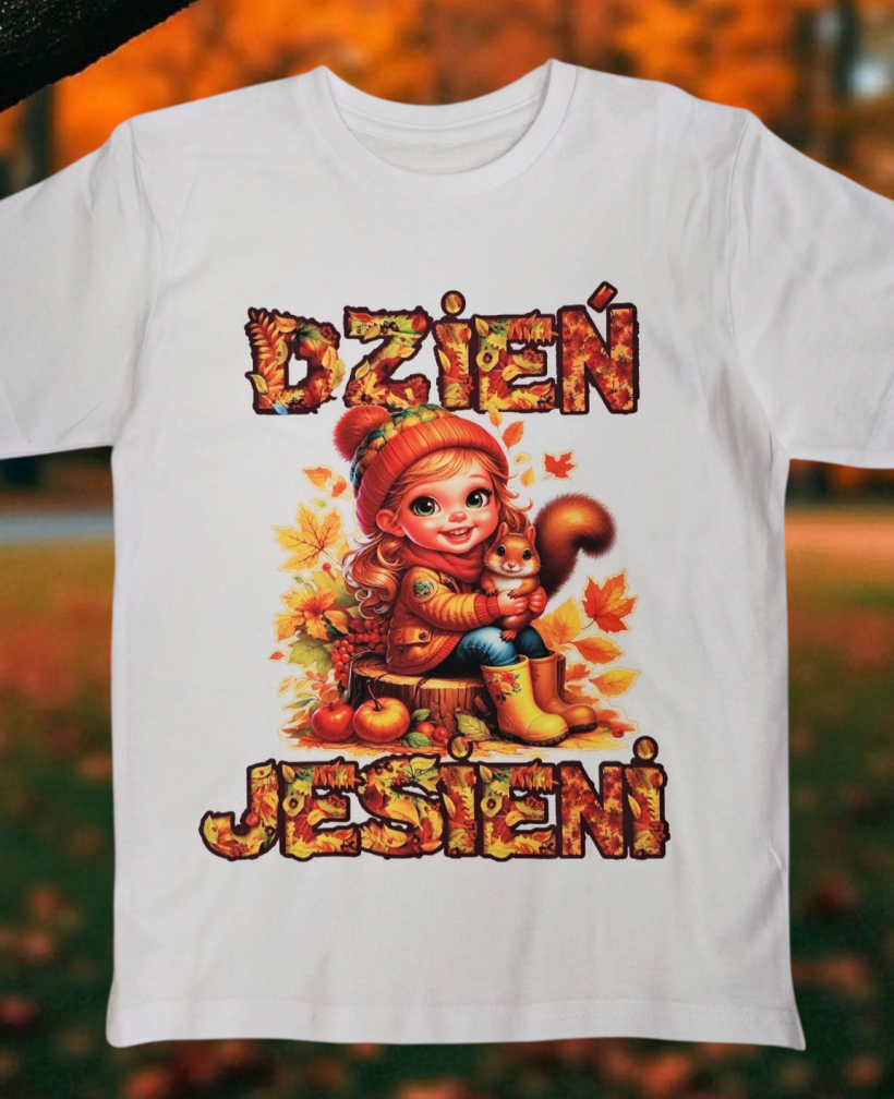 T-shirt bawełna biały dzień jesieni dziewczynka