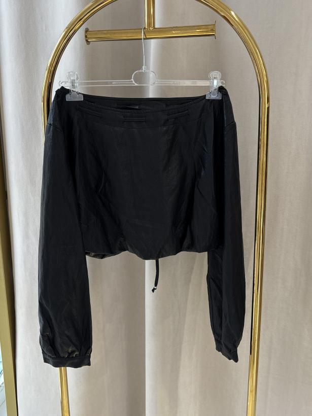 AZARA BLUZKA CZARNA ECO SKÓRA BOMBKA