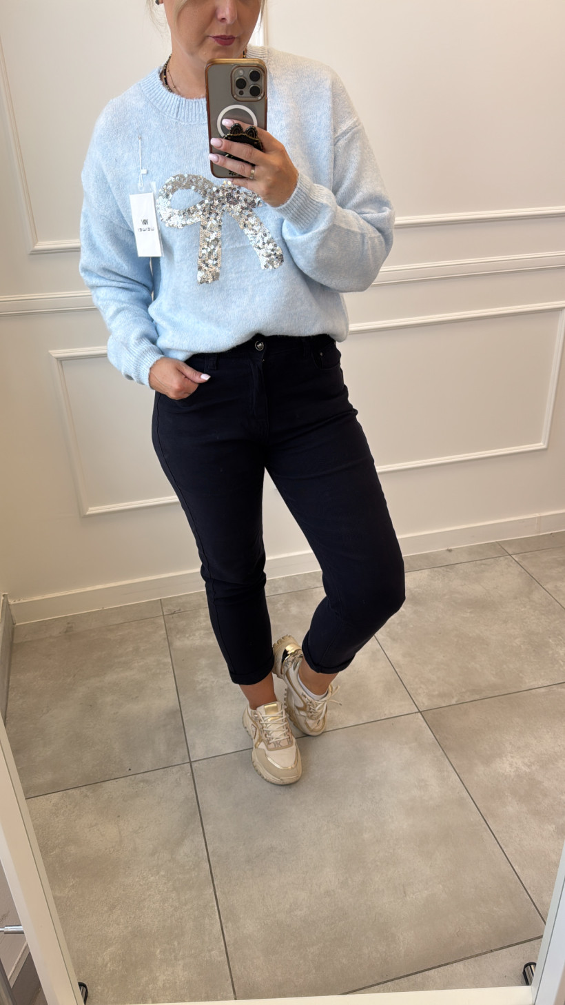 Spodnie granat Mom fit 13364