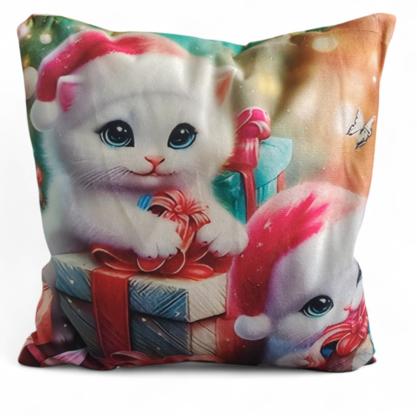 Poszewka 40x40cm kotki z prezentami