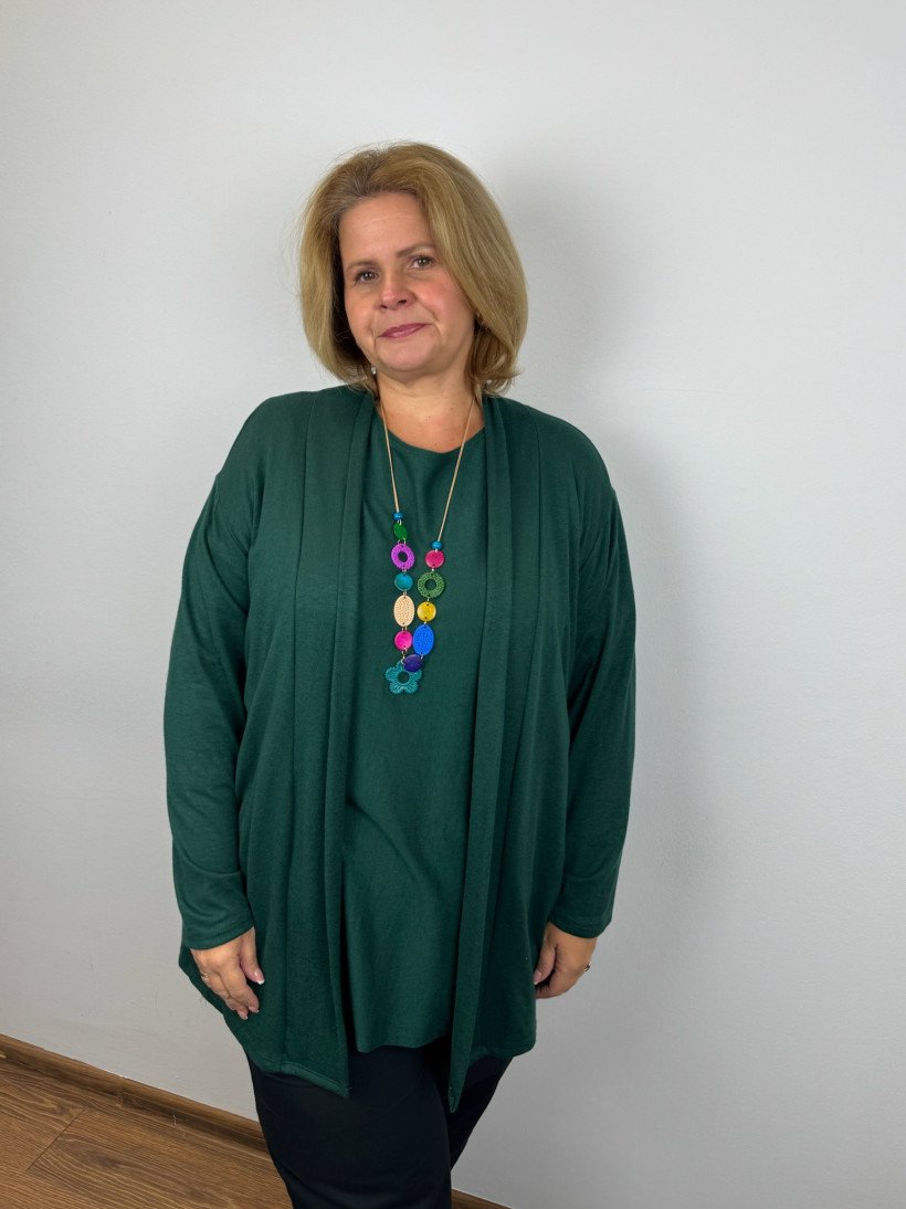 Italia nr IV - Narzutka/Kartigan jednokolorowy - 5070 - butelkowa zieleń