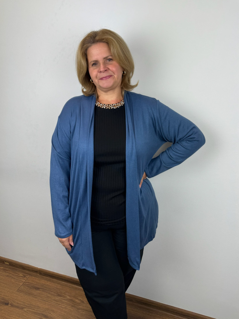 Italia nr IV - Narzutka/Kartigan jednokolorowy - 5070 - jeans