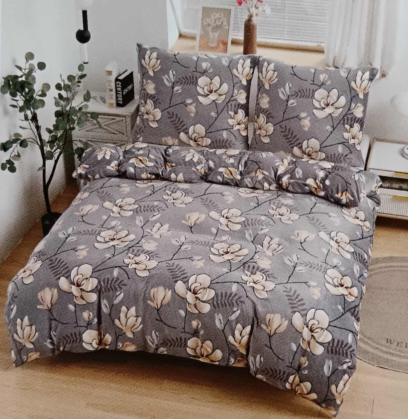Pościel polarowa 3 częściowa 200x220cm w kwiaty magnolii