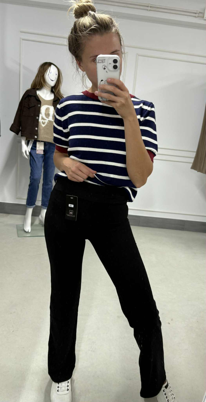 Spodnie  prążek dzwony czarne 