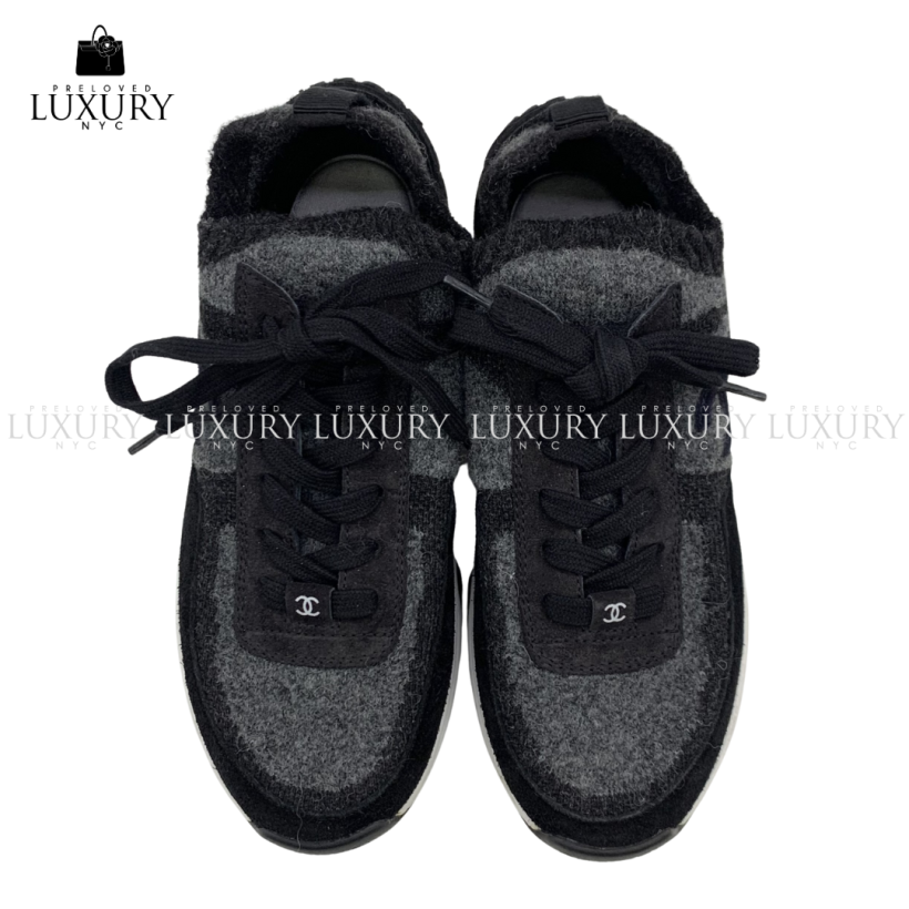 G38750 CHANEL Black Shoes Sneaker Size 36.5