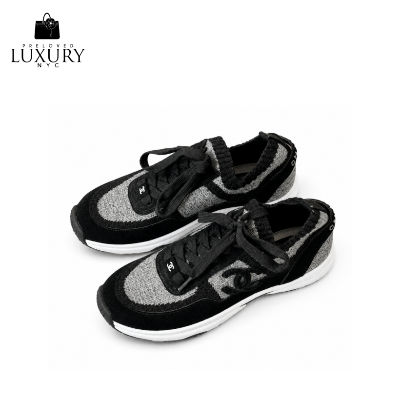G38750 CHANEL Black Shoes Sneaker Size 36.5