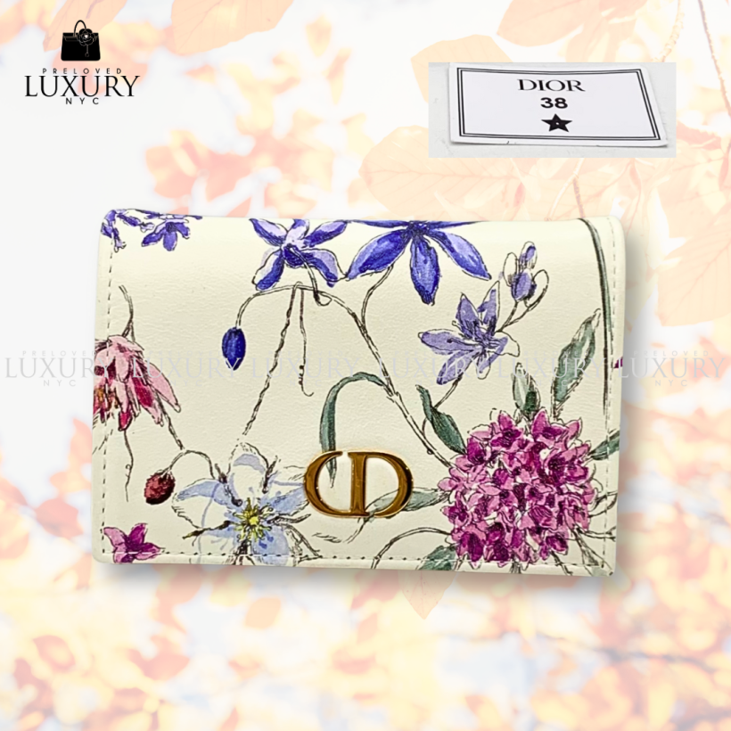 DIOR WHITE FLORAL COMPACT WALLET