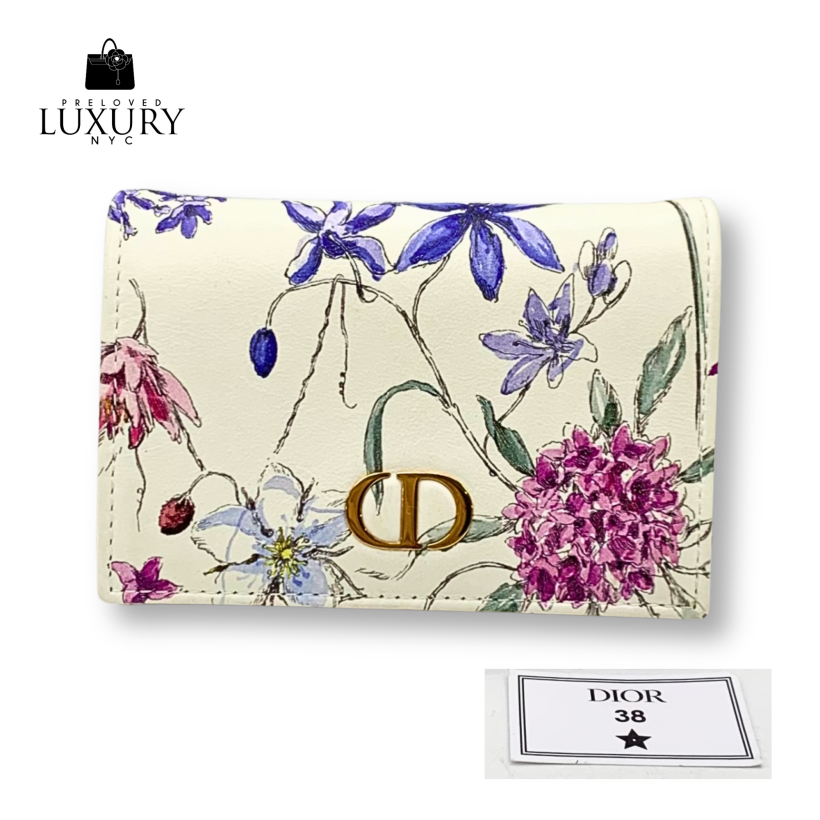 DIOR White Floral Compact Wallet