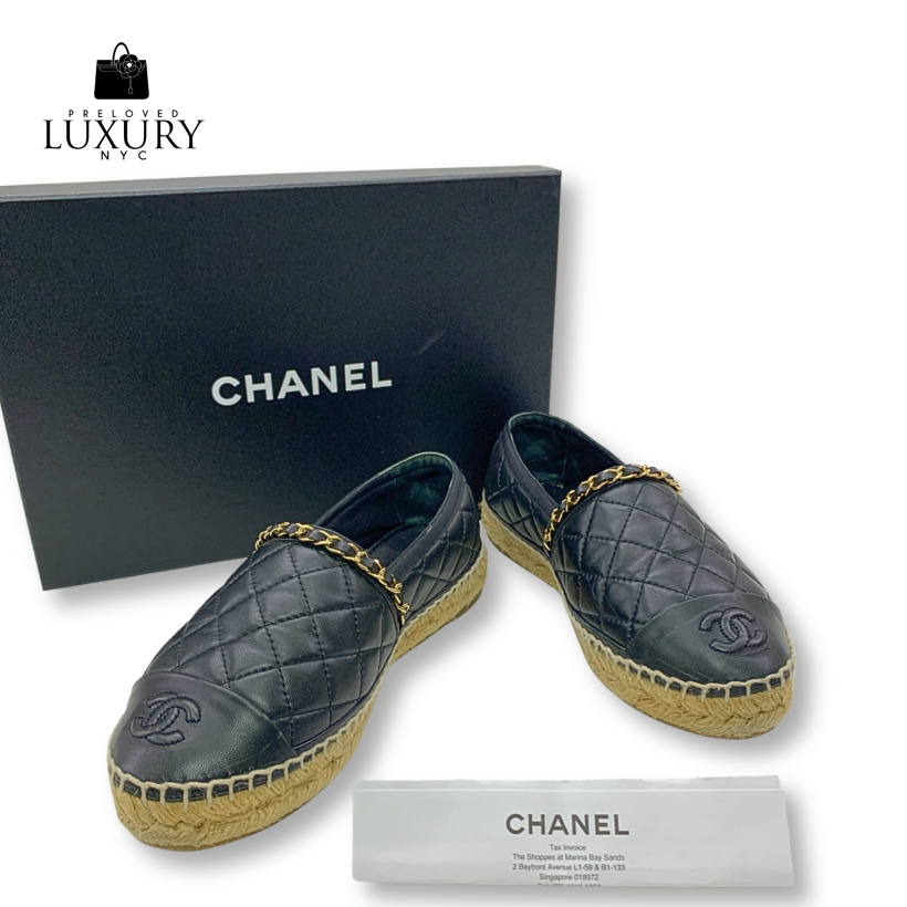 CHANEL Black Lambskin G36966 Black Quilted Chain Detail #36
