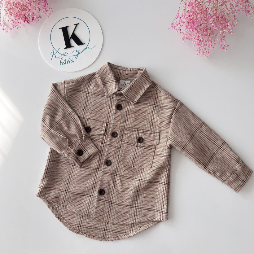 KOSZULO-KATANA BEŻOWA KRATA CHŁOPIEC KAYA